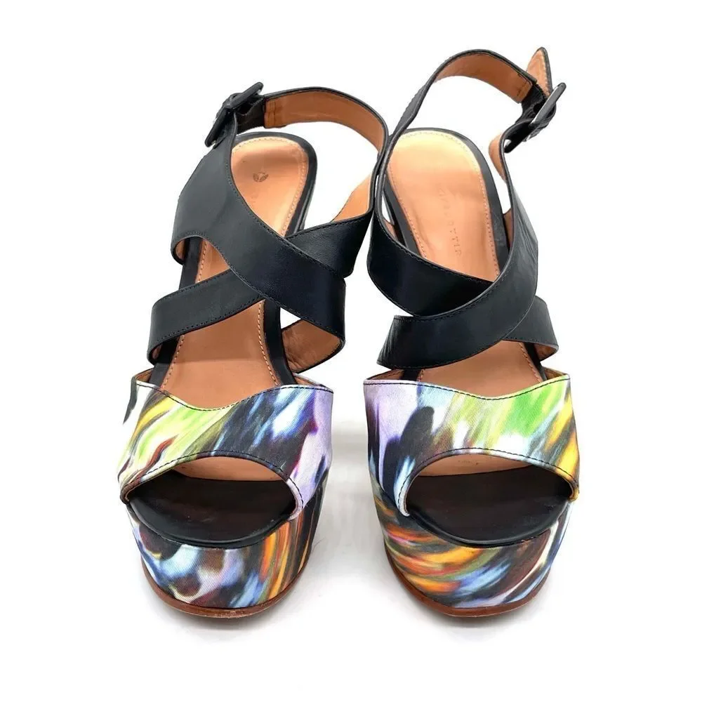 Anthropologie Leifsdottir Kivi Silk and Leather  wedge Sandals - Picture 3 of 6